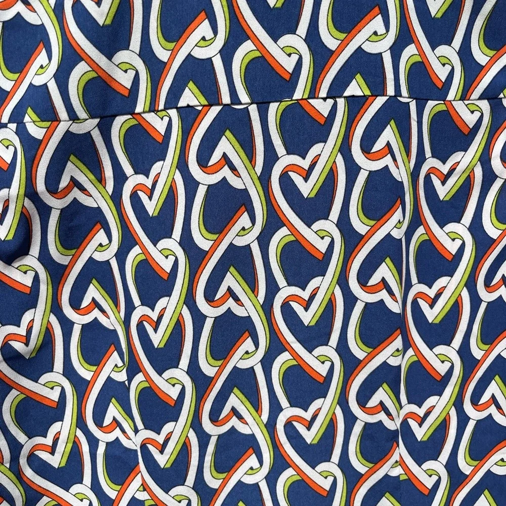 Cabi Amour Dress Size S Heart Chain Print Navy Blue White Collared Casual